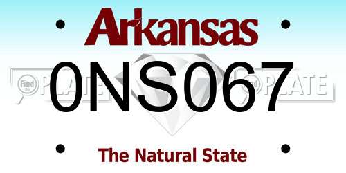 0NS067 Arkansas License Plate