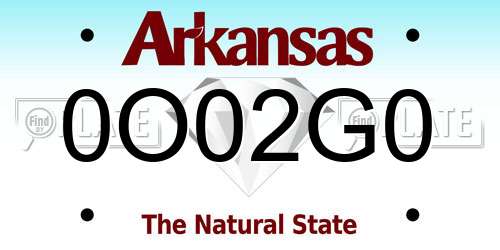 0O02G0 Arkansas License Plate