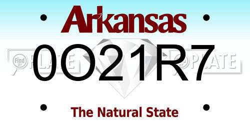 0O21R7 Arkansas License Plate