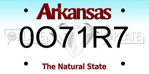 0O71R7 Arkansas License Plate