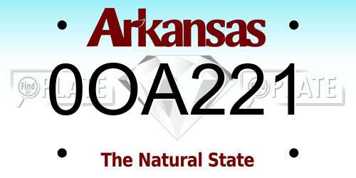 0OA221 Arkansas License Plate
