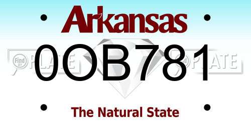 0OB781 Arkansas License Plate