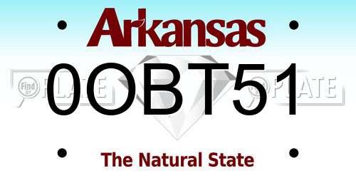 0OBT51 Arkansas License Plate