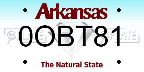 0OBT81 Arkansas License Plate