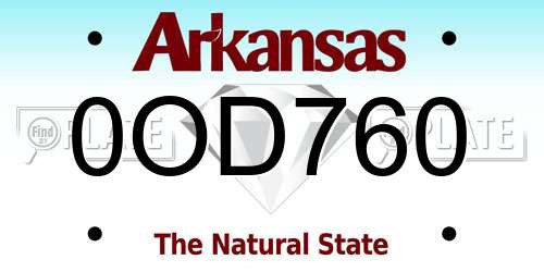 0OD760 Arkansas License Plate
