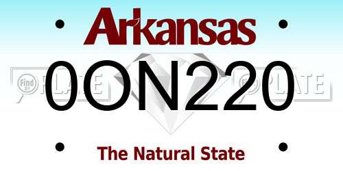 0ON220 Arkansas License Plate