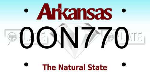 0ON770 Arkansas License Plate