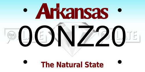 0ONZ20 Arkansas License Plate