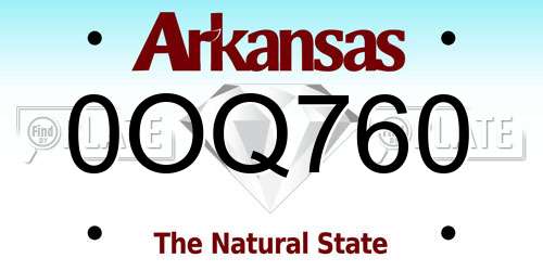 0OQ760 Arkansas License Plate