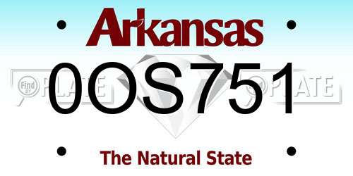 0OS751 Arkansas License Plate