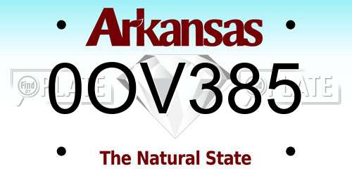 0OV385 Arkansas License Plate