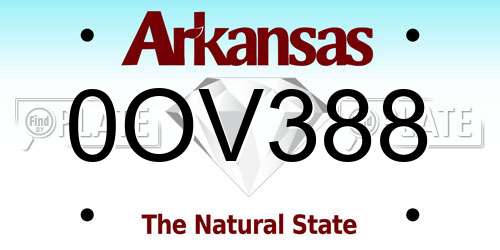 0OV388 Arkansas License Plate