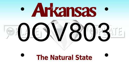 0OV803 Arkansas License Plate