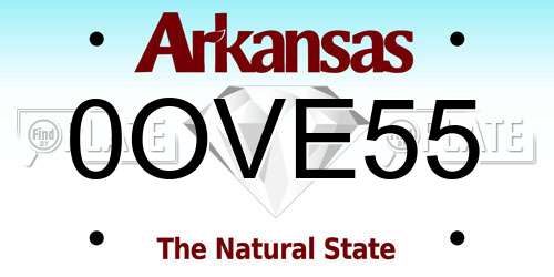 0OVE55 Arkansas License Plate