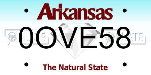 0OVE58 Arkansas License Plate