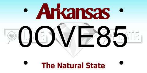 0OVE85 Arkansas License Plate