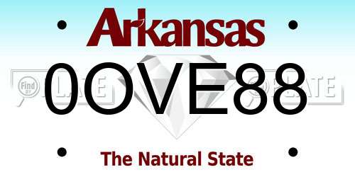 0OVE88 Arkansas License Plate