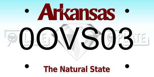 0OVS03 Arkansas License Plate