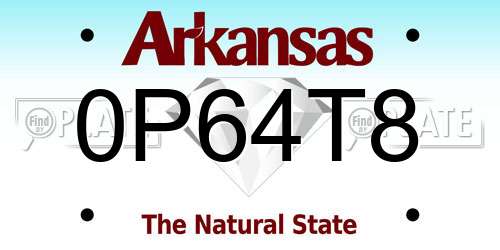 0P64T8 Arkansas License Plate
