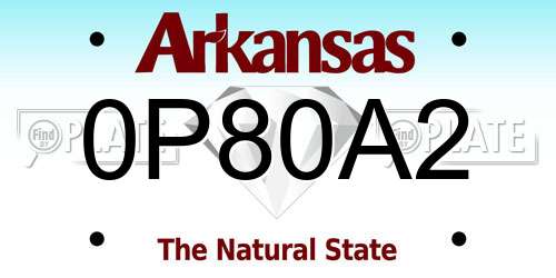 0P80A2 Arkansas License Plate
