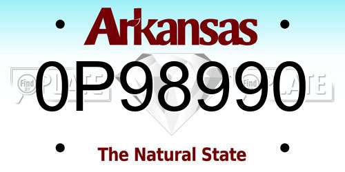 0P98990 Arkansas License Plate