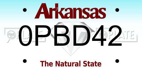 0PBD42 Arkansas License Plate