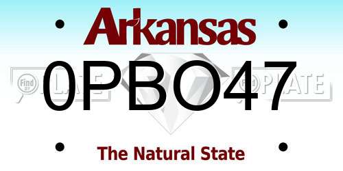 0PBO47 Arkansas License Plate