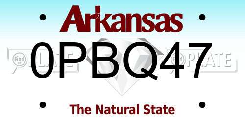 0PBQ47 Arkansas License Plate