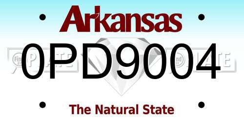 0PD9004 Arkansas License Plate