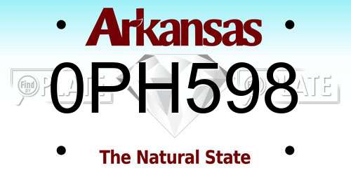0PH598 Arkansas License Plate