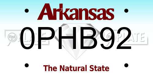0PHB92 Arkansas License Plate