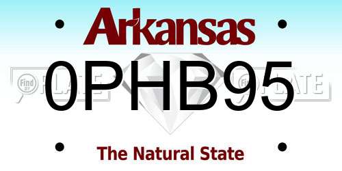 0PHB95 Arkansas License Plate