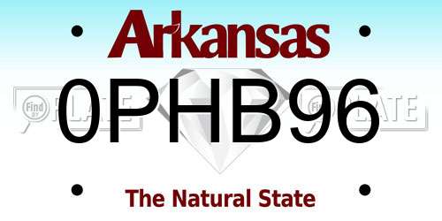 0PHB96 Arkansas License Plate