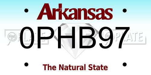 0PHB97 Arkansas License Plate