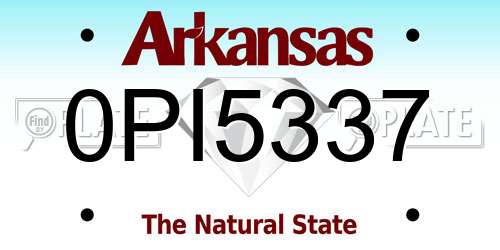 0PI5337 Arkansas License Plate