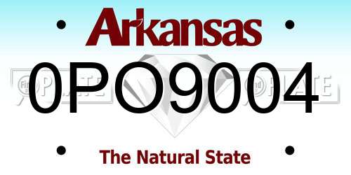 0PO9004 Arkansas License Plate