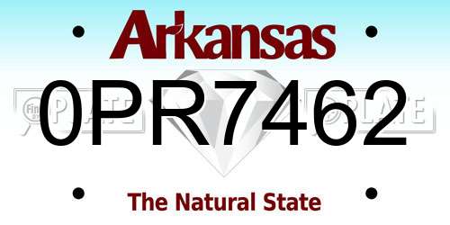 0PR7462 Arkansas License Plate