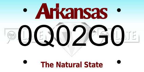 0Q02G0 Arkansas License Plate