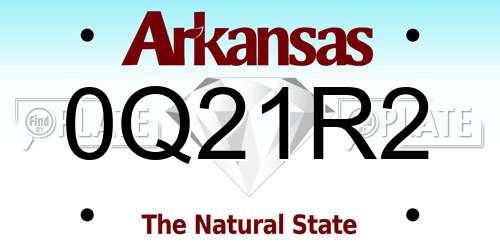 0Q21R2 Arkansas License Plate