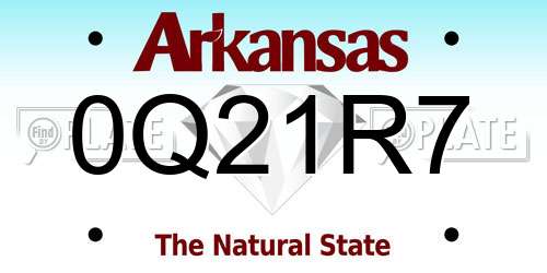 0Q21R7 Arkansas License Plate