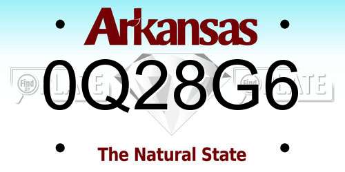 0Q28G6 Arkansas License Plate