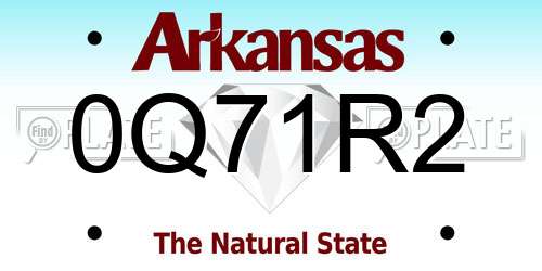 0Q71R2 Arkansas License Plate