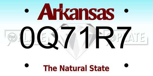 0Q71R7 Arkansas License Plate
