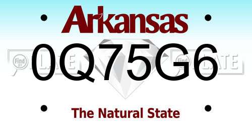 0Q75G6 Arkansas License Plate