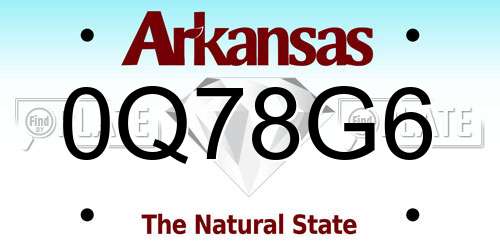 0Q78G6 Arkansas License Plate