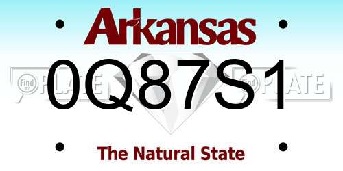 0Q87S1 Arkansas License Plate