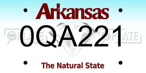 0QA221 Arkansas License Plate