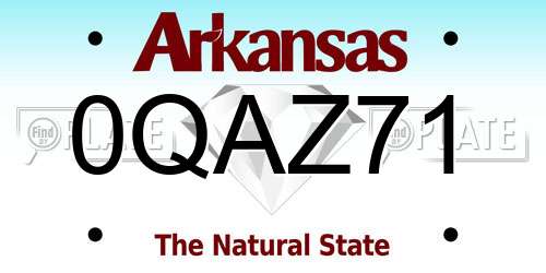 0QAZ71 Arkansas License Plate