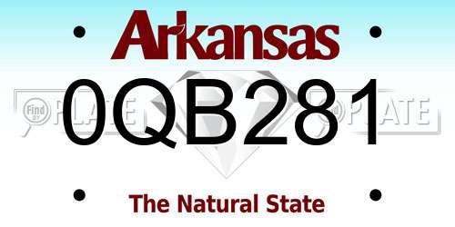 0QB281 Arkansas License Plate