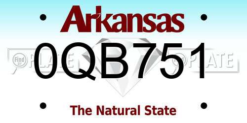 0QB751 Arkansas License Plate